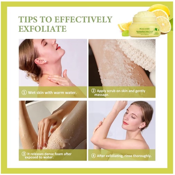 Peauamie Lemon + Peppermint Marshmallow Body Scrub NIP - Picture 5 of 9